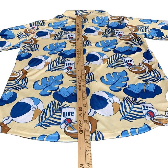 KC Brand Hawaiian Shirt Medium Lite Beer Button Up Polyester Coconuts B-Ball - Picture 10 of 10